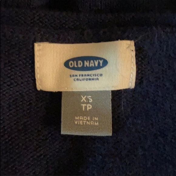 Old Navy Merci Spell Out Navy Blue and Red Crew Neck Sweater - Picture 5 of 7